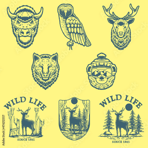 retro wildlife set