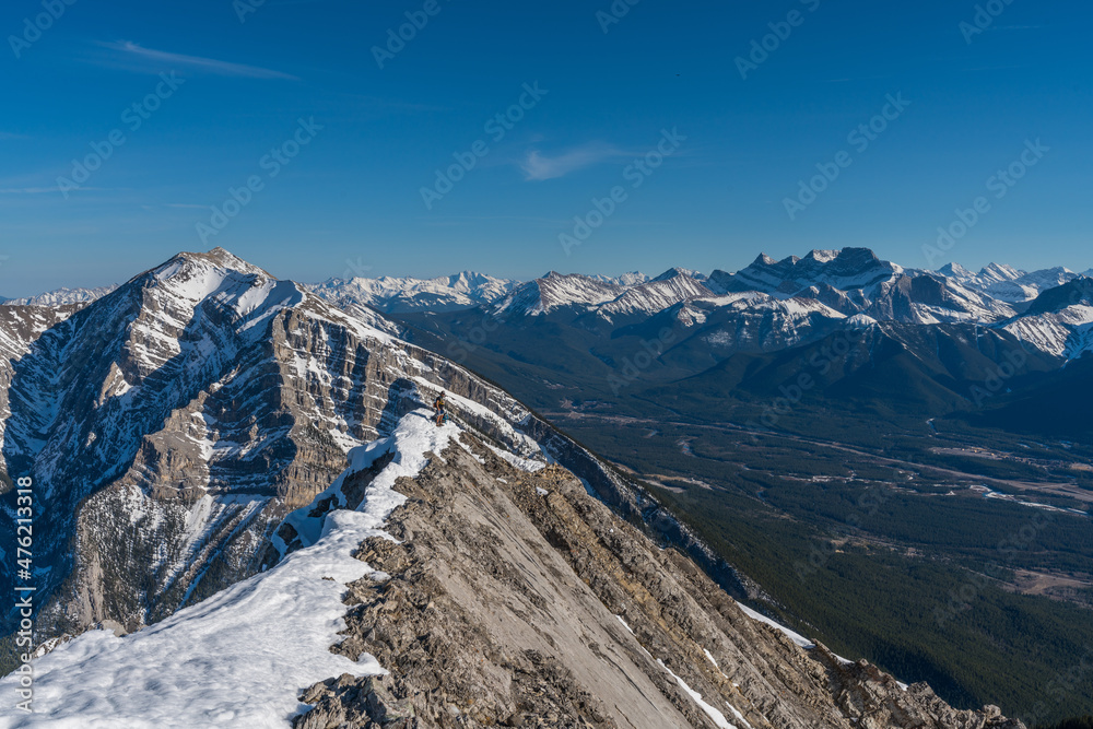  View of Canadian Rocky mountais, Canmore from Lady MacDonald Peak