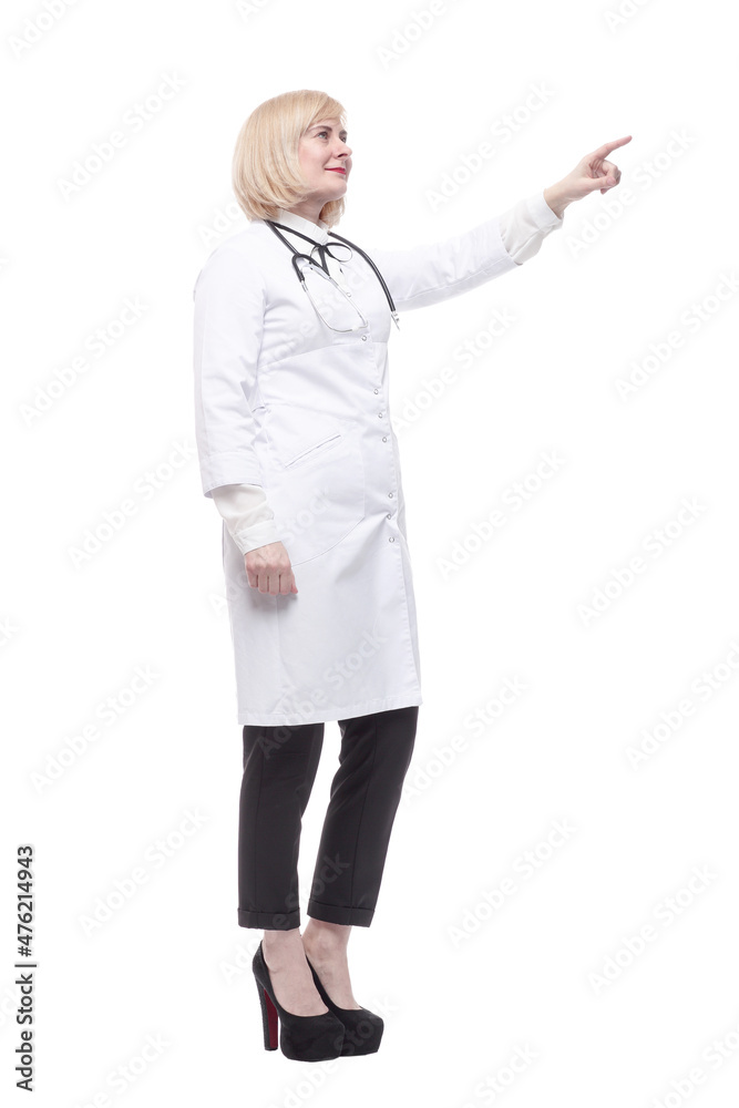 qualified female doctor . isolated on a white background. qualified female doctor . isolated on a white background.