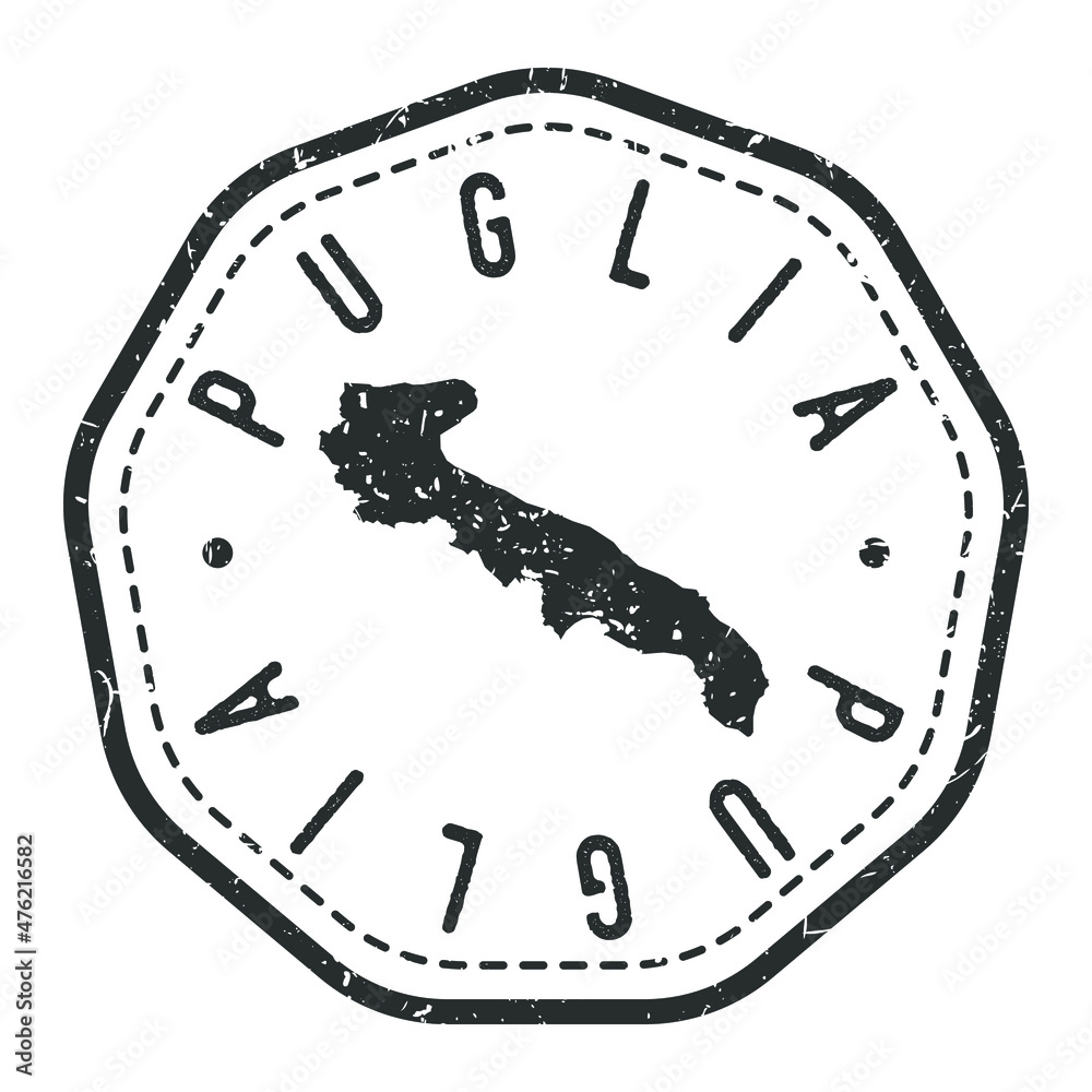 Puglia Province of Arezzo Italy Map Stamp Retro Postmark