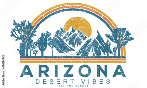 Arizona desert retro vector  print design for t shirt and others.