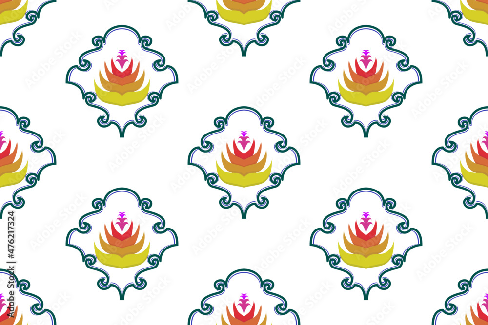 Geometric ethnic pattern design. Mandala seamless abstract traditional textile digital chevron Mexico African backdrop ornament geometry Aztec vector illustrations background folklore American style.