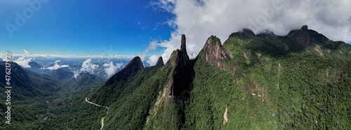 Aerial panorama landscape of mountain range Serra dos Orgaos in Teresopolis, Rio de Janeiro, Brazil photo