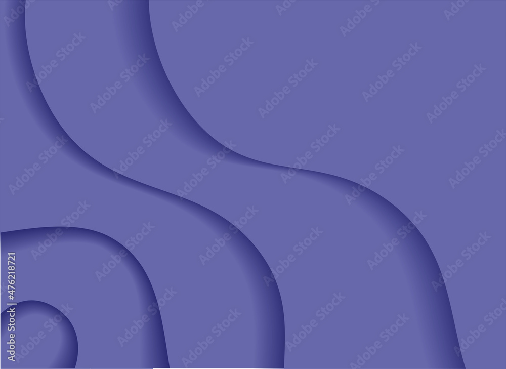 Vector abstract background in paper art style. Concept of waves background in color of the year 2022, very peri. Design template for web banner, sites, social networks