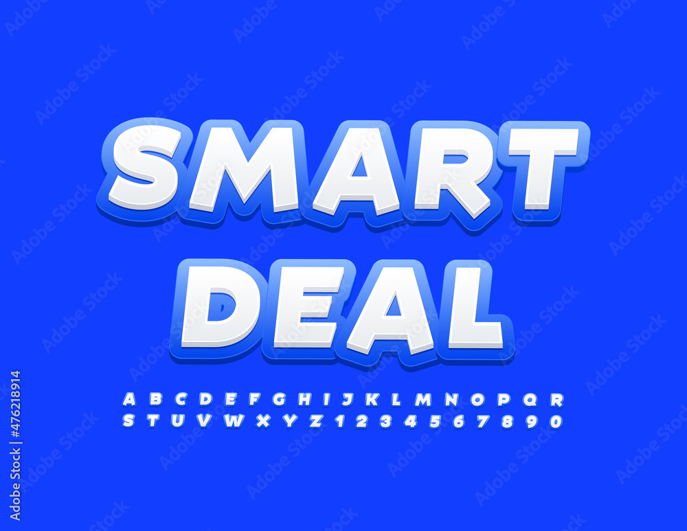 Vector bright banner Smart Deal with modern Font. Set of stylish Alphabet Letters and Numbers
