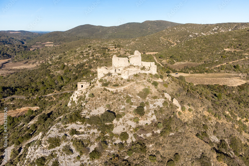 Panorama du château d'Aguilar à Tuchan dans l'Aude (France)