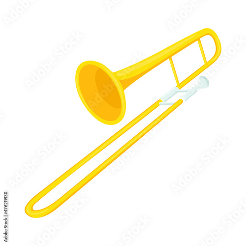 Trombone Sign Emoji Icon Illustration. Music Instrument Vector Symbol Emoticon Design Clip Art Sign Comic Style.