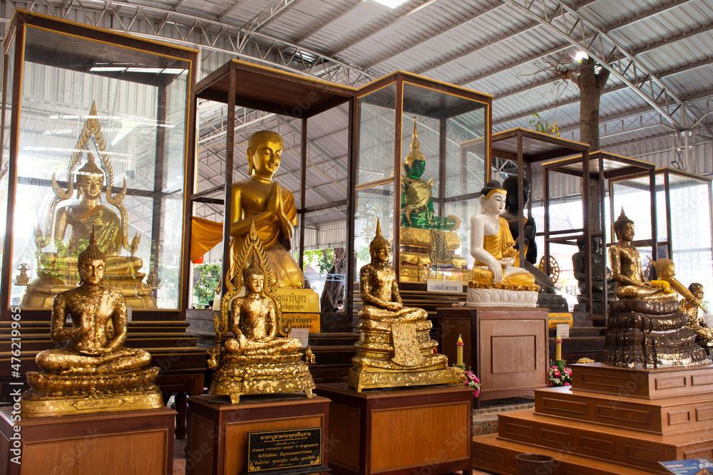 Buddha god deity angel statue for thai people and foreign traveler travel visit and respect praying with holy mystery at Wat Prasat temple pagoda monastery on November 28, 2021 in Nonthaburi, Thailand