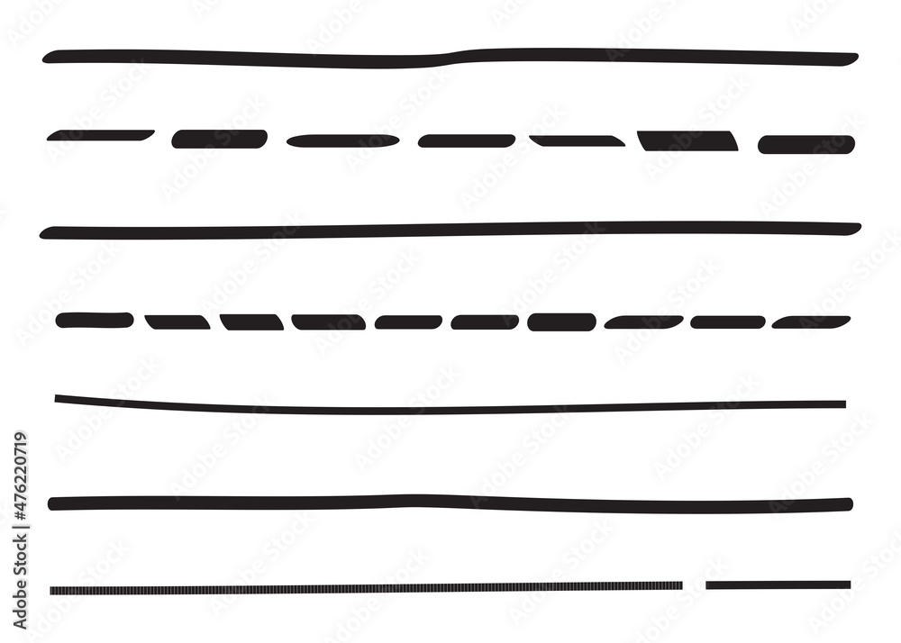 Nice Line Outlines Lines hand drawn vector set isolated on white background. Collection of ...