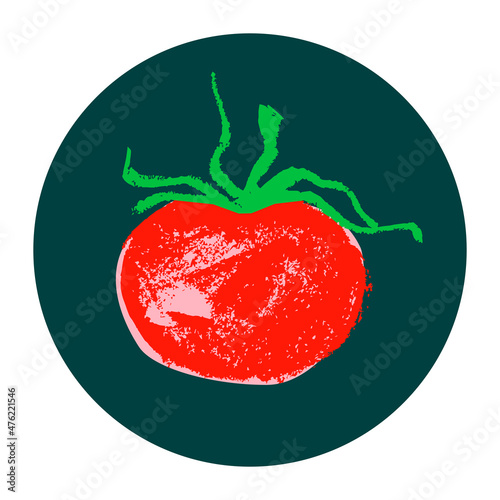 Hand-drawn ripe tomato drawing. Natural tomatoes vector Illustration. Pastel drawings of organic tomato for seed label, packaging design catchup, banner organic agriculture, vegetarian food symbol