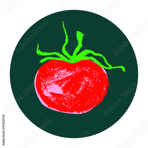 Hand-drawn ripe tomato drawing. Natural tomatoes vector Illustration. Pastel drawings of organic tomato for seed label, packaging design catchup, banner organic agriculture, vegetarian food symbol