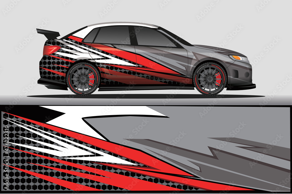 Car livery wrap decal, rally race style vector illustration abstract background