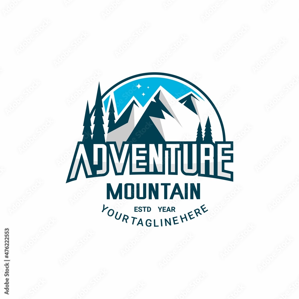 mountains and adventure logo illustration vector