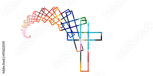 Christian cross isolated vector illustration. Religion themed background. Design for Christianity, prayer and care, church service, communion, charity, help and support