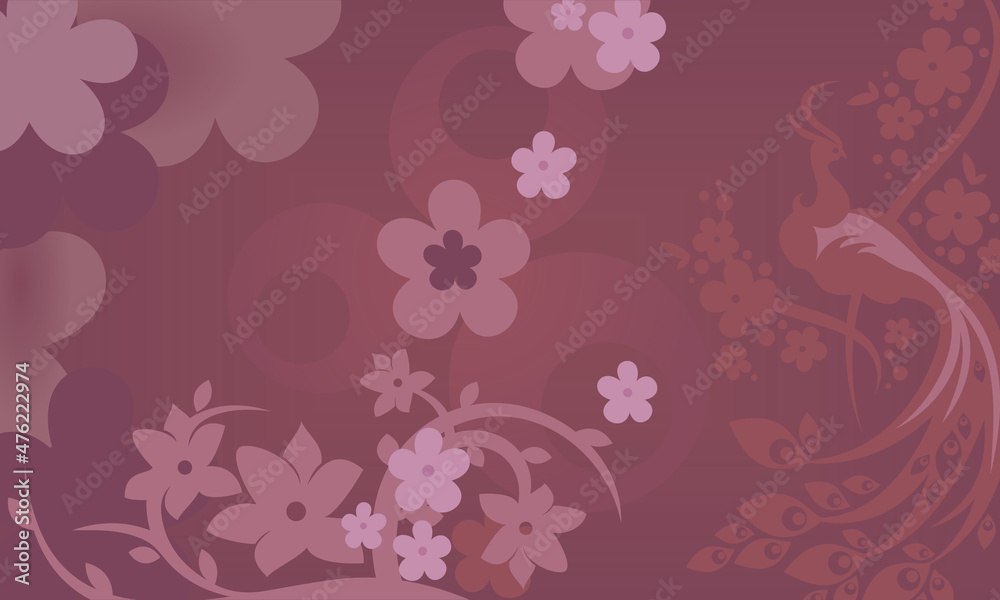 a floral and bird motif background