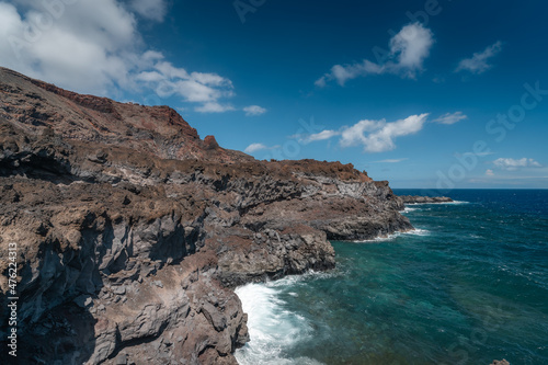 Volcanic seascape. Rocks formation in Tamaduste. El Hierro . Canary Islands photo