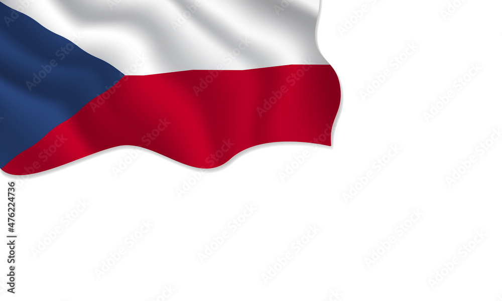 Czech flag waving illustration with copy space on isolated background Czech flag waving illustration with copy space on isolated background