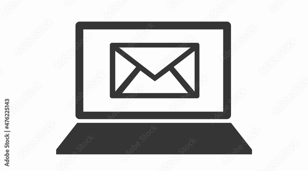 Laptop Mail Icon. Vector isolated editable black and white illustration Laptop Mail Icon. Vector isolated editable black and white illustration