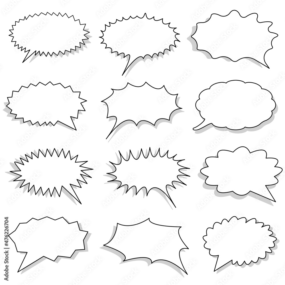 Fototapeta premium Cartoon bubbles and empty elements speech 