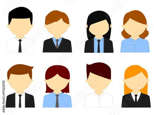Working people. Multi-ethnic business men and women concept. and teamwork of flat office workers. Avatar icon for social network account. on a white background. vector illustration
