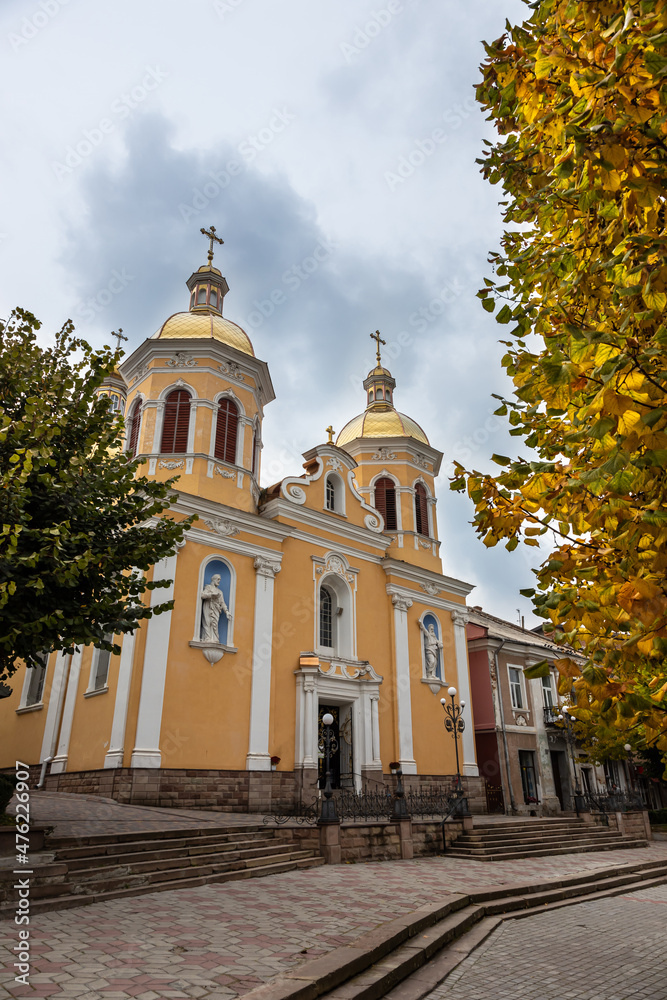 BEREZHANY, UKRAINE Greek Catholic Church of St.Trinity at Market Square in Berezhany, Ternopil region, Ukraine