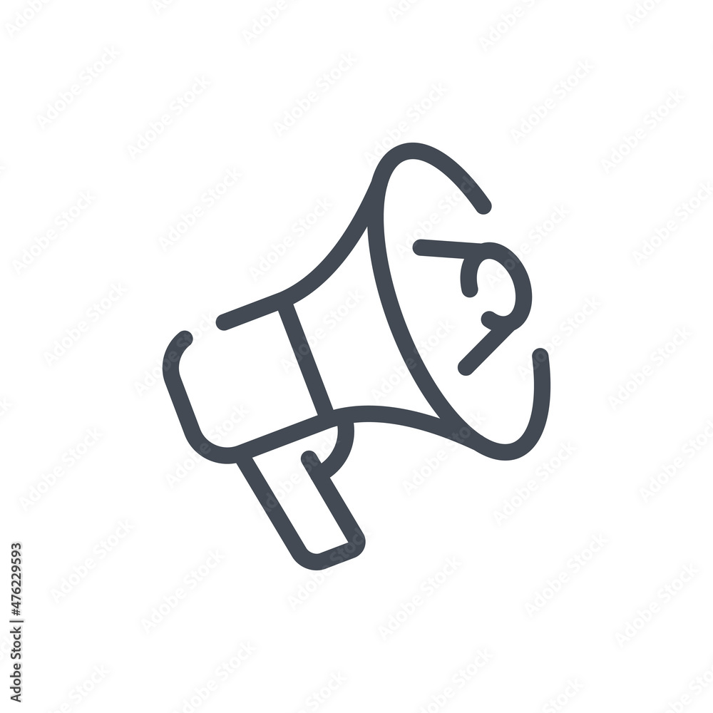 Speaker and Megaphone line icon. Bullhorn and announcement vector outline sign. Speaker and Megaphone line icon. Bullhorn and announcement vector outline sign.