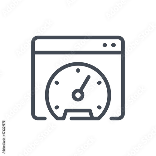 Website performance line icon. Web page with dashboard vector outline sign.
