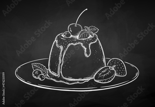 Chalk illustration of Panna Cotta
