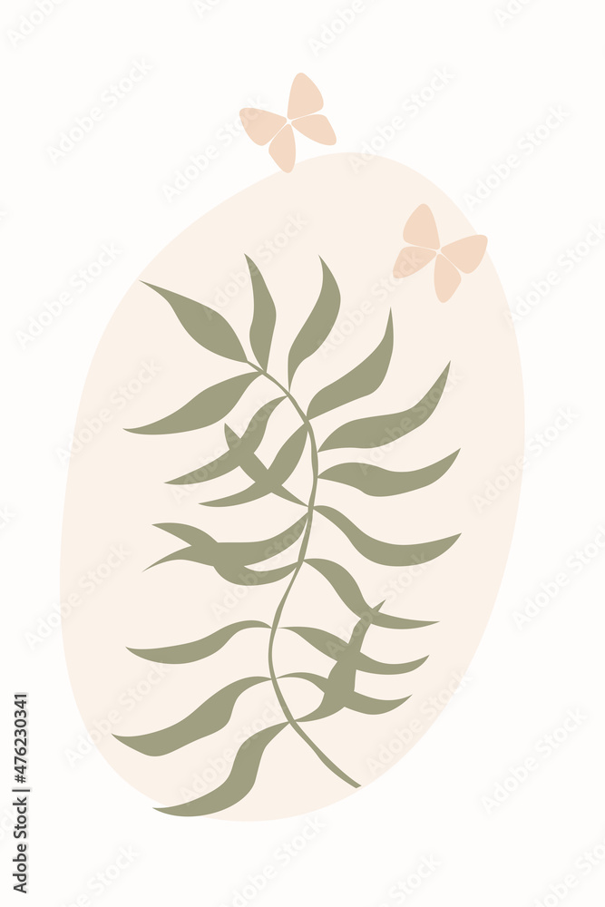 Tropical Exotic Palm Leaf Silhouette Minimalist Poster Element