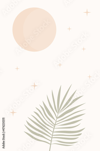 Tropical Exotic Palm Leaf Silhouette Minimalist Poster Element