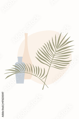 Vase Plant Branch Leaf Handpainted Decor Graphic Boho Poster Element Icon