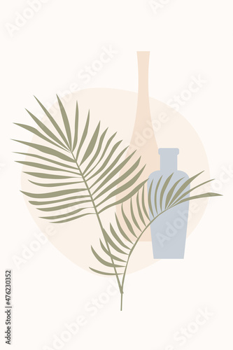 Vase Plant Branch Leaf Handpainted Decor Graphic Boho Poster Element Icon