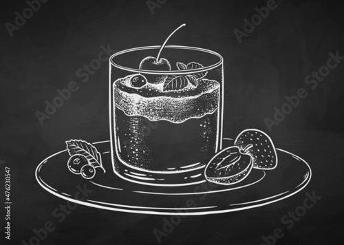 Chalk illustration of Panna Cotta