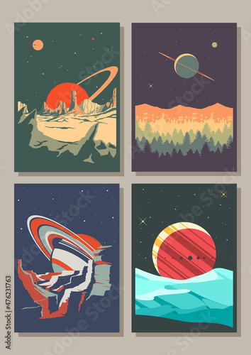 See Universe Poster Set, Distant Planets Landscapes, Mountains, Sands, Deserts, Forest