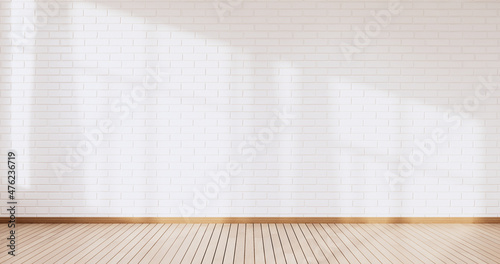 Empty Loft style with white brick design loft style.3D rendering