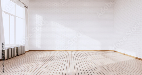 Empty Loft style with white brick design loft style.3D rendering