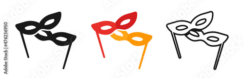 Masquerade vector icon on white background. Comic and tragic mask icon