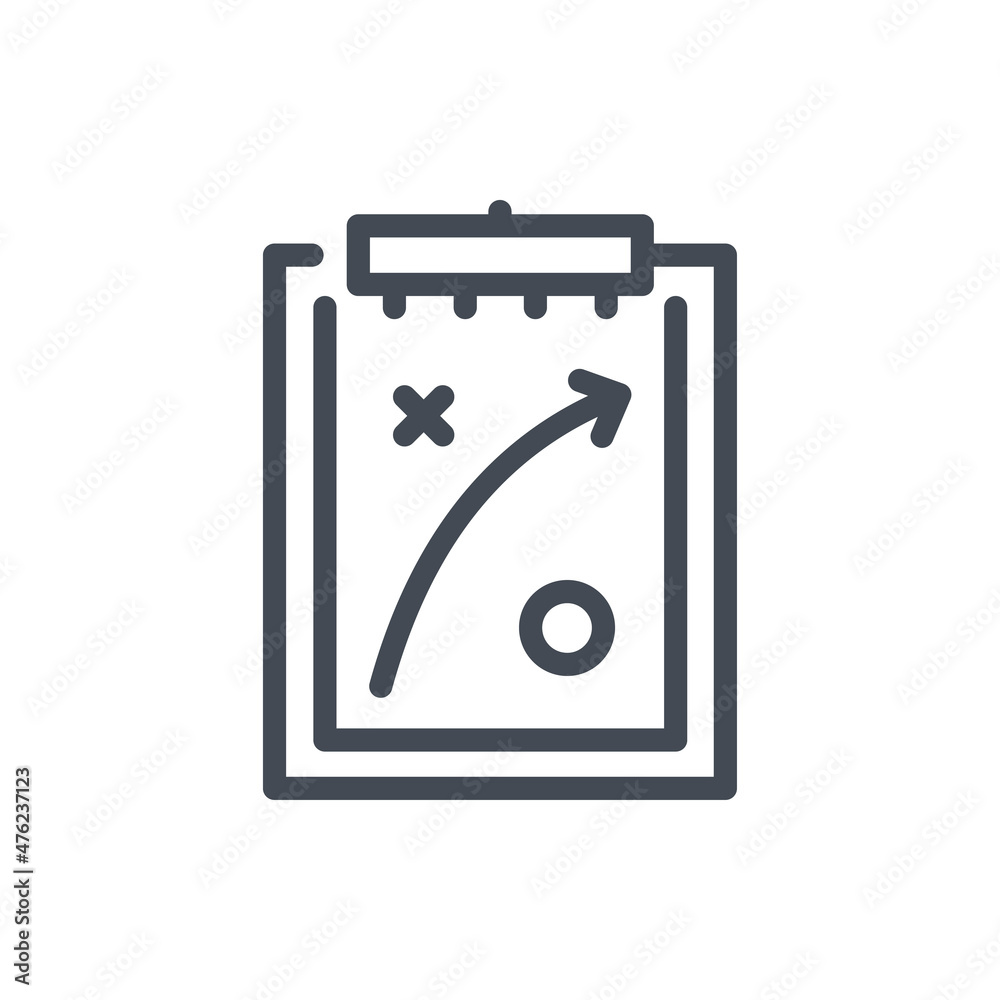 Strategy and Plan line icon. Clipboard with tactics scheme vector ...
