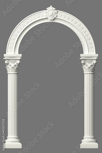 Leinwand Poster Classic antique arch portal with columns in room