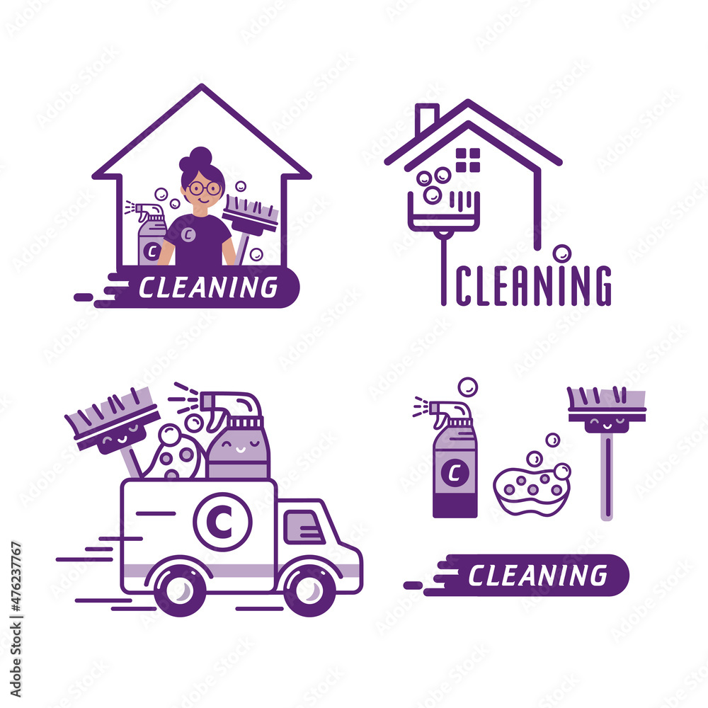 Cleaning Service Vector Illustrations. Household things for cleaning. Housework concept.