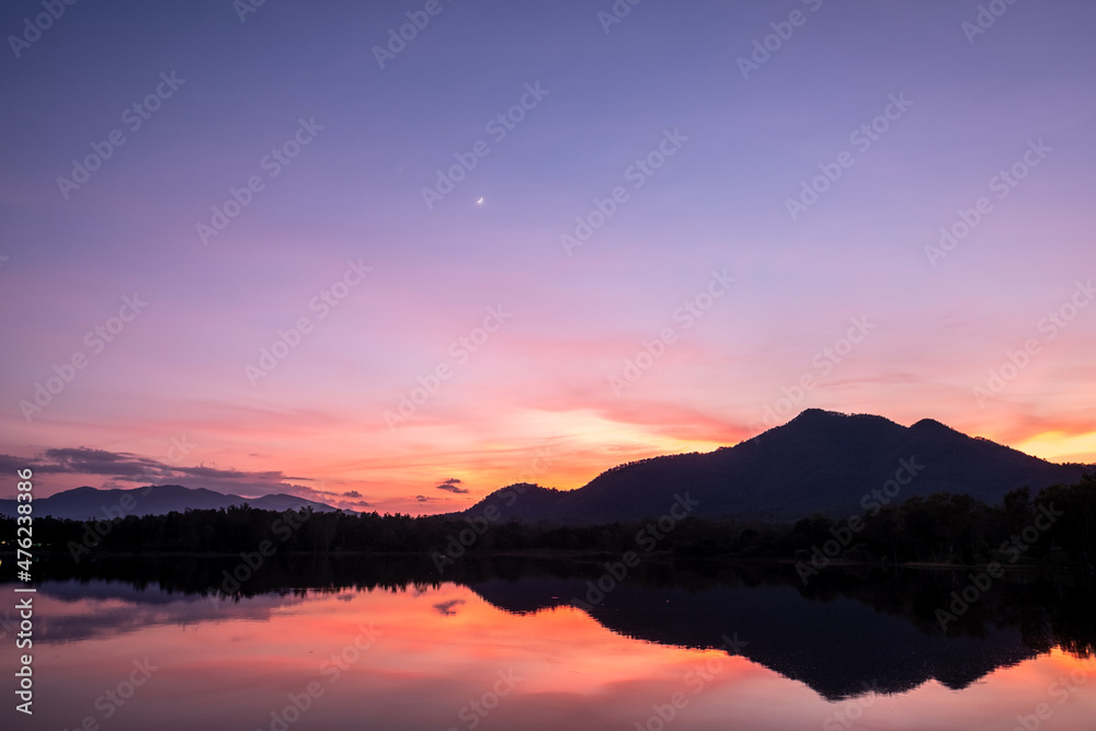 sky and twilight on winter evening