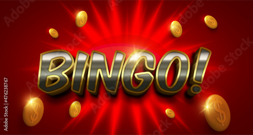 Creative 3d text Bingo! editable style effect template