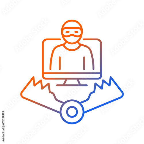 Honeypot gradient linear vector icon. Trap for attackers. Deceptive method of cybersecurity. Luring hackers. Thin line color symbol. Modern style pictogram. Vector isolated outline drawing photo