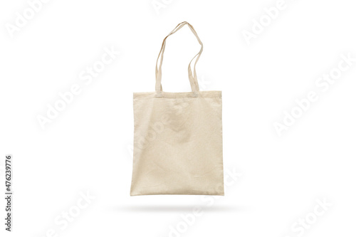 Canvas tote bag mockup template isolated. linen cotton tote shopping bag on a white background. 3d rendering. zero waste and eco friendly concept. photo