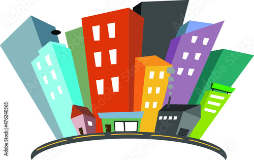 Cartoon illustrations vector city buildings modern buildings