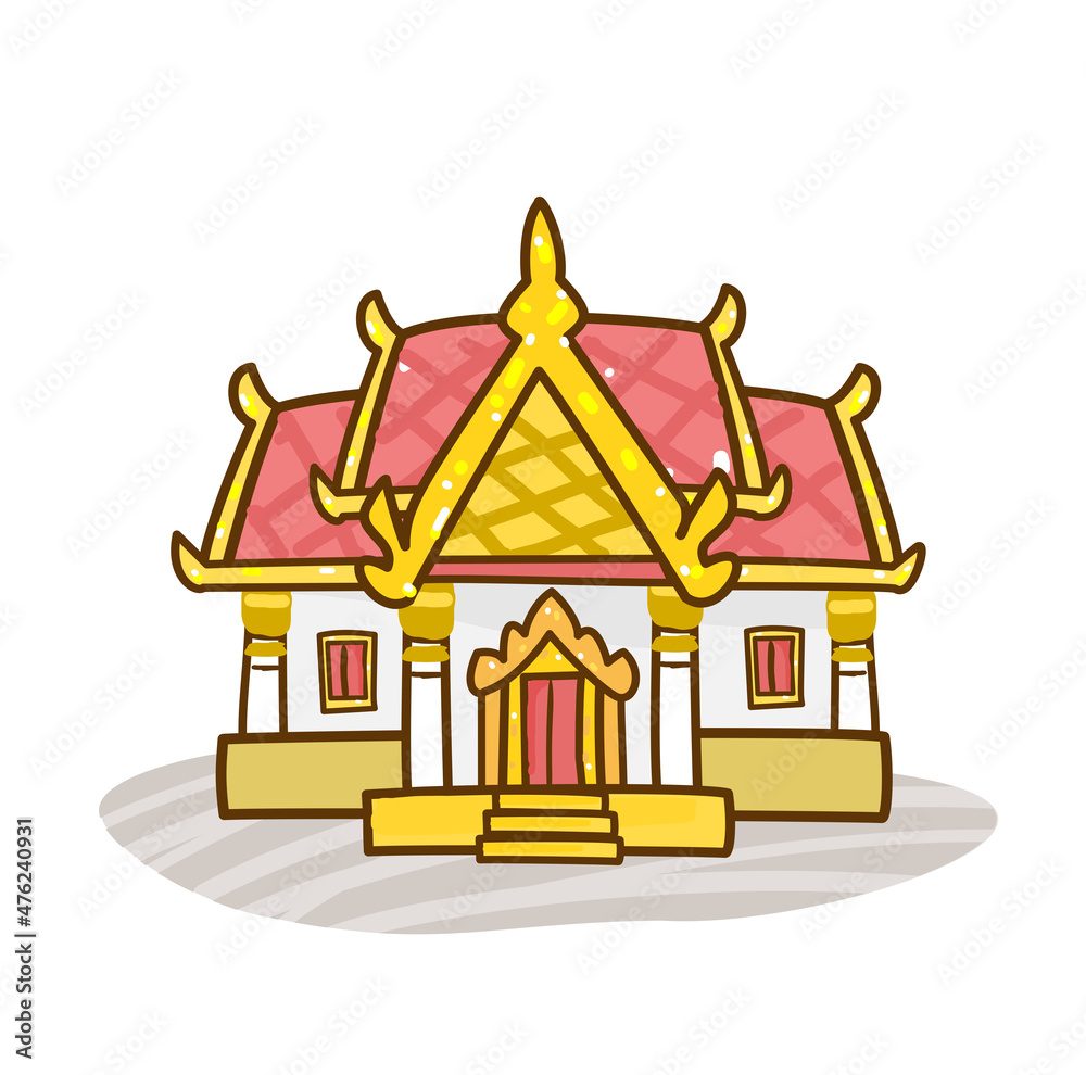 Thai temple vector on background.
