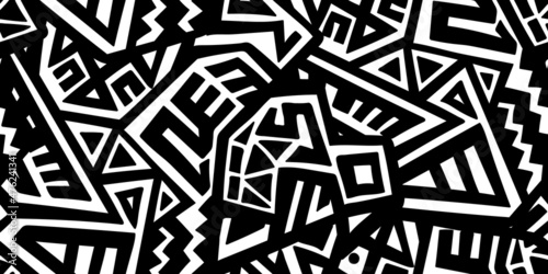 Unique Geometric Vector Seamless Pattern made in ethnic style. Aztec textile print. African traditional design. Creative boho pattern. Perfect for site backgrounds, wrapping paper and fabric design.