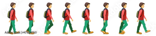 College boy walk cycle animation,  2d character animation, motion graphics 