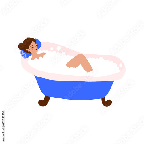 Woman taking a bath illustration