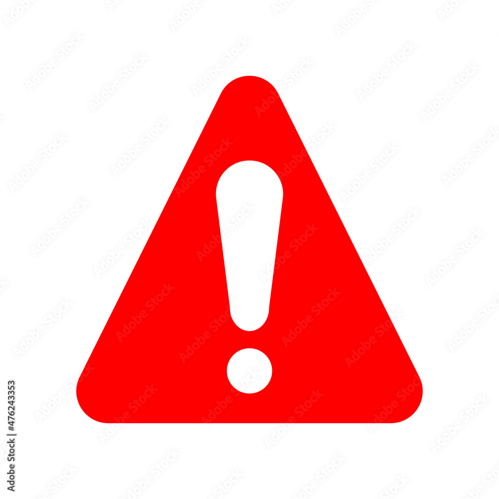 white exclamation mark sign on red triangle isolated on white background white exclamation mark sign on red triangle isolated on white background